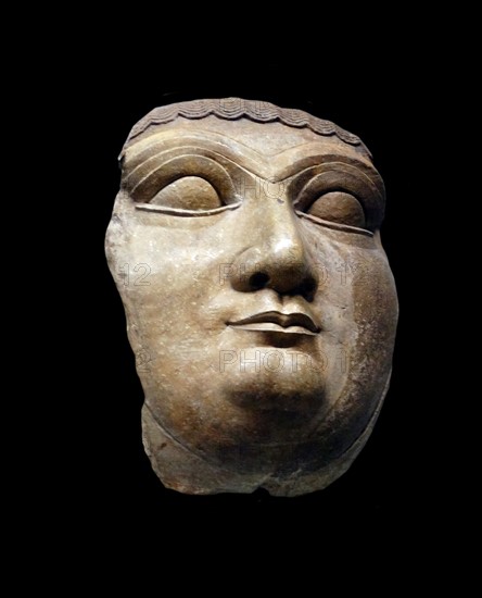 Face of a colossal figure, probably a sphinx, 700 - 695 BC, Nineveh, Iraq. South-West Palace