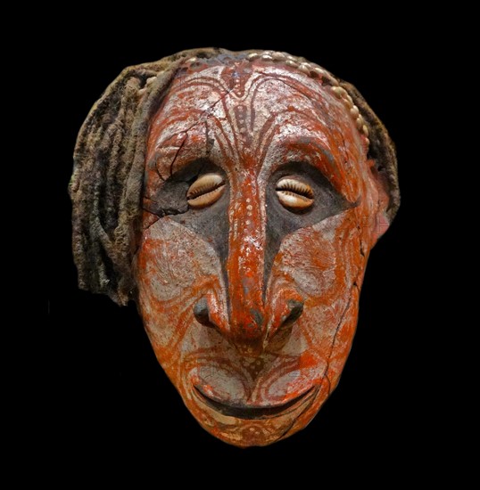 Head made from clay, painted to represent an ancestor figure. Papua New Guinea 1912