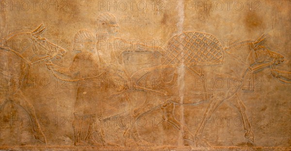 Relief showing hunting. Assyrian, about 645-635 BC From Nineveh, Iraq