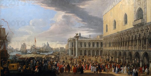 Luca Carlevaris (1663-1729), The Arrival of the 4th Earl of Manchester, in Venice 1707 Oil on canvas