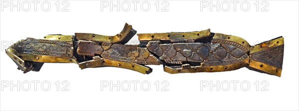 Fragments of a silver mount with gilt boarders and niello inlay