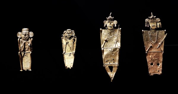 gold alloy, copper and silver votive figurines