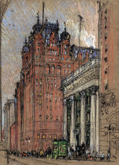 Waldorf Astoria Hotel, Thirty-Fourth Street and Fifth Avenue 1906 by Joseph Pennell