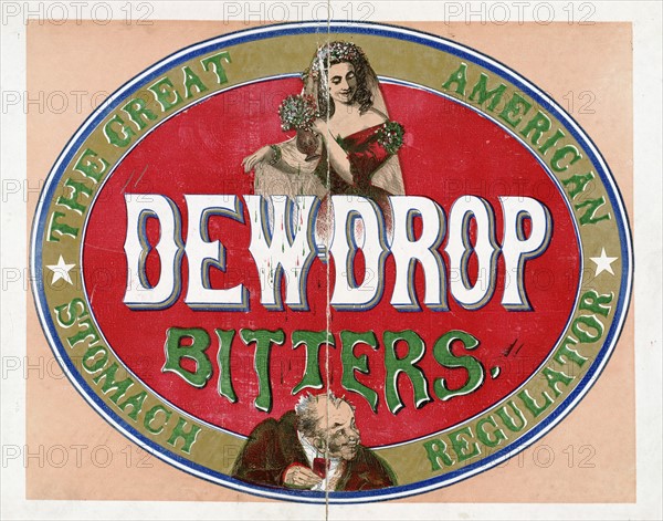 Dewdrop bitters - Print of a patent medicine advertisement.