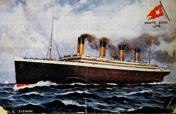 Pre-disaster postcard, front depicting the Titanic