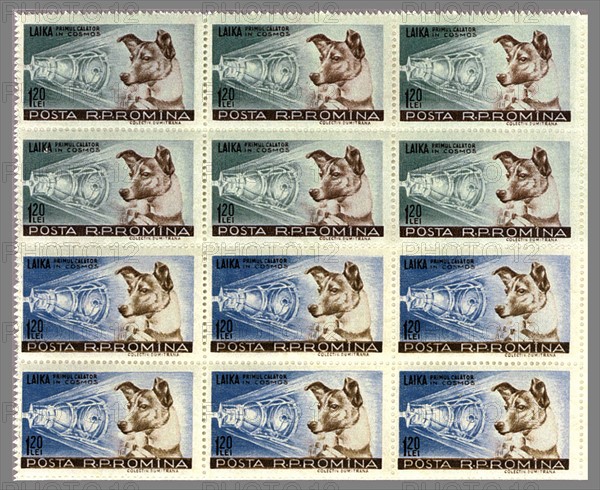 Laika Space Dog stamps issued by Romania