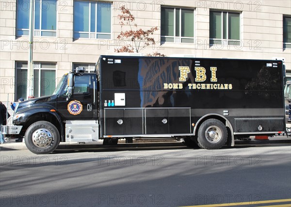 Colour photograph of an FBI bomb technician vehicle