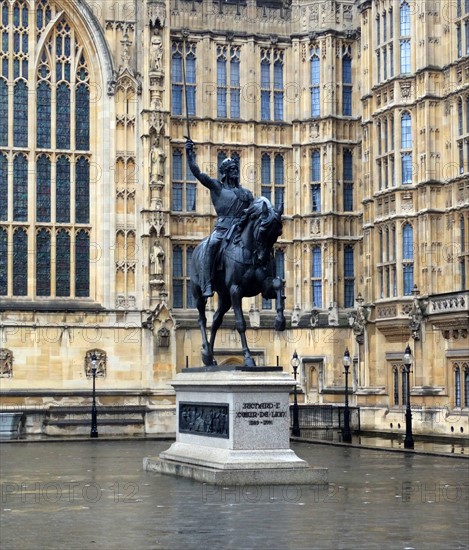 Richard Coeur de Lion, 12th Century equestrian statue commemorating English Monarch Richard I