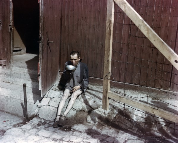 Photograph of a recently-liberated Buchenwald Concentration Camp survivor