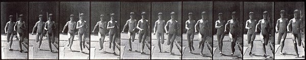 Early footage of a men running