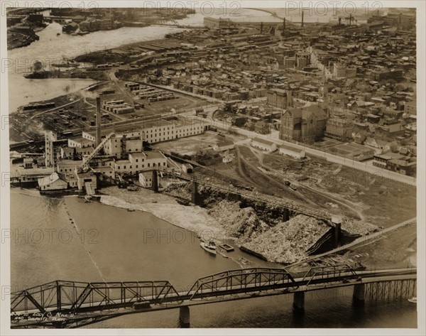 Aerial view of Eddy Parker Hills and Chaudiers Falls, Quebec, Canada