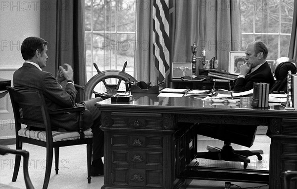 Photograph of President Gerald Ford with CIA Director-designate George Bush