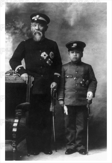 Photograph of Prince Ito Hirobumi of Japan and Crown Prince Yi Un of Korea