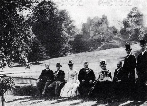 New Zealand Prime Minister Richard John Seddon 1897 At Hawarden Castle with British Prime Minister William Gladstone.