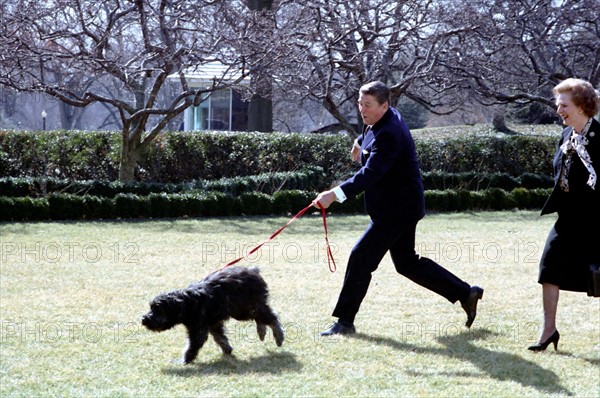 US President Ronald Reagan with British Prime Minister Margaret Thatcher, White House, Washington DC 1988