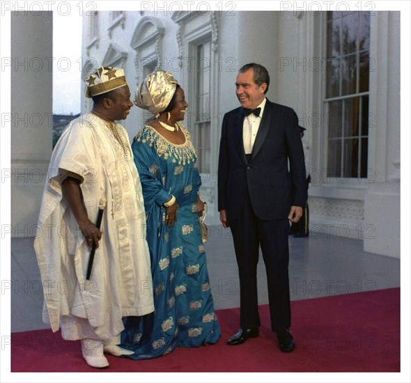 U.S. President Richard Nixon greets President of Liberia William R Tolbert, White House, Washington DC.