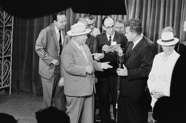 U.S.S.R. Moscow, Nikita Khrushchev with Vice President Richard Nixon; Moscow in 1959