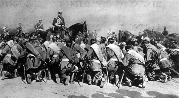 Tsar Nicholas II of Russia visits troops during World war One 1915