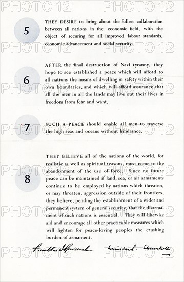 Second page of the Atlantic Charter, 1941