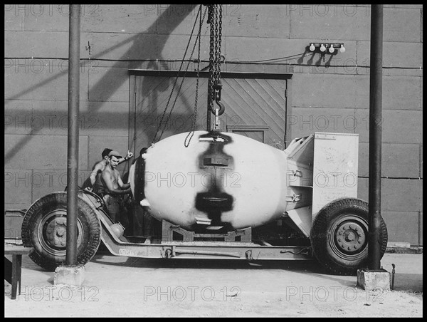 Fat Man on transport carriage, Tinian Island, 1945 'Fat Man' was the codename for the type of atomic bomb that was detonated over the Japanese city of Nagasaki by the United States on 9 August 1945.