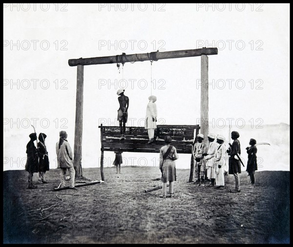 Felice Beato photograph showing the Gallows on which two of the King of Delhi’s sons were hanged for having taken part in the murder of the English resident at Delhi at the commencement of the Indian mutiny May 1857.