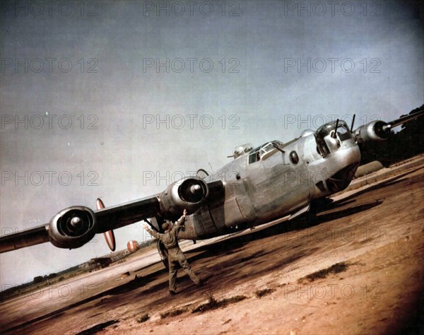 B-24H Liberator, Gipsy Queen, at RAF Horsham, Norfolk, England during World War two