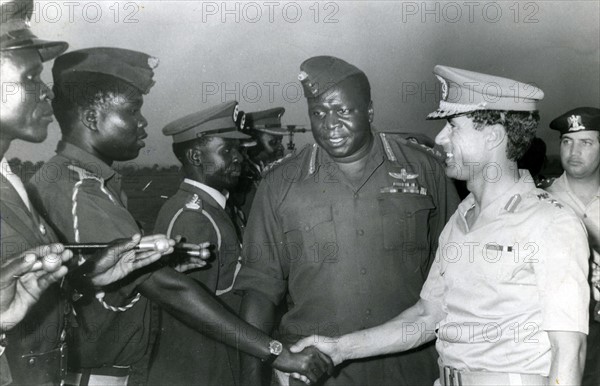 Idi Amin Dada president of Uganda with Libyan leader Muammar Gaddafi