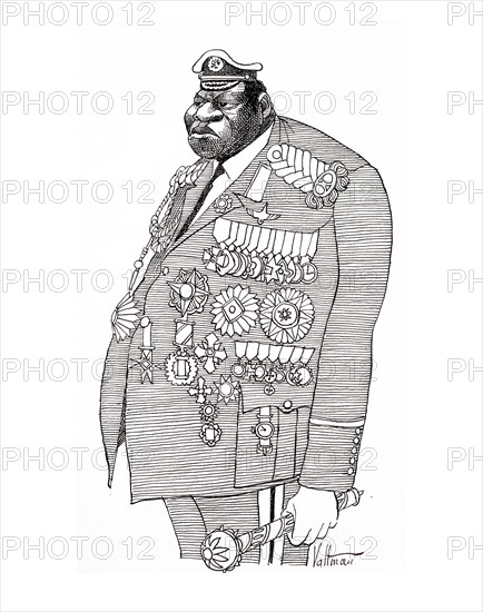 cartoon depicting Field Marshall, Idi Amin Dada