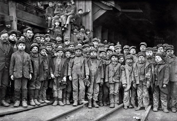 Child labour in the USA; 1911. South Pittston, Pa. Breaker boys