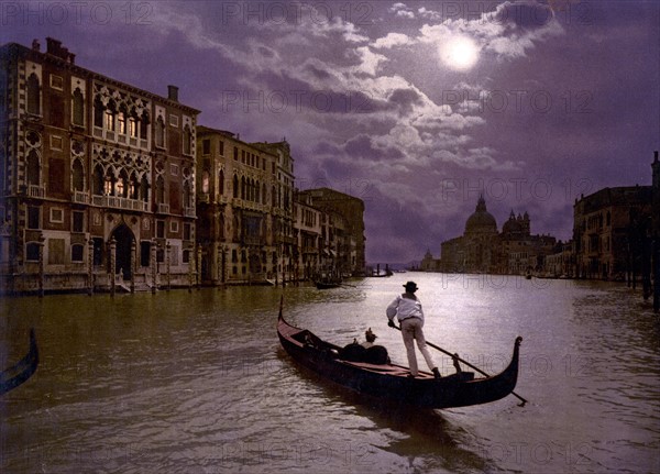 Grand Canal by moonlight, Venice, Italy