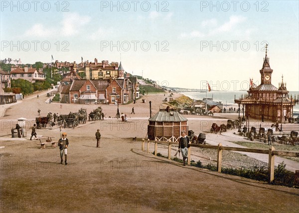 Entrance to the harbor and beach, Bournemouth, England 1895