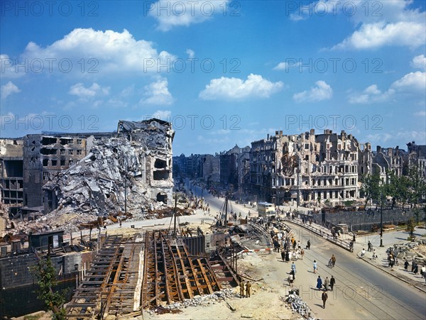 World War two: Ruined buildings in berlin,