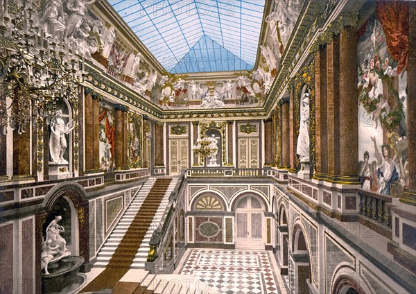 Main stairway, Herrenchiemsee Castle, Upper Bavaria, 1895Germany