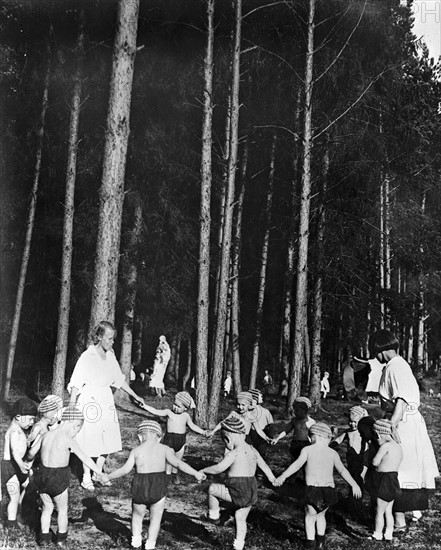 Photograph of Nursery school children in a creche of the caliber factory