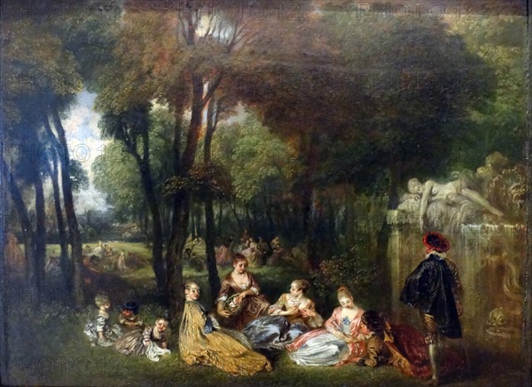 Les Champs Elysées 1717-1718 by Antoine Watteau (1684–1721) oil on panel