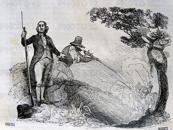 Marquess of Santa Cruz fires on French Soldiers during the Peninsula war 1808