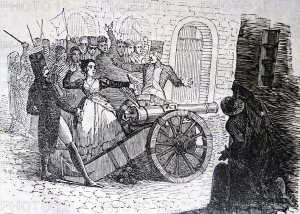 Engraving depicting the Rise of Badajoz during the Peninsular War