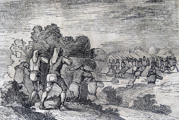 Engraving depicting the defense of El Bruch