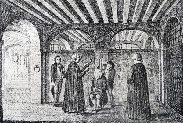 Execution in Valencia, Spain, of Canon Baltasar Calvo who led rebels against the French occupation