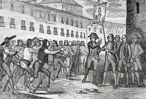 Engraving depicting the Oath of Zaragoza