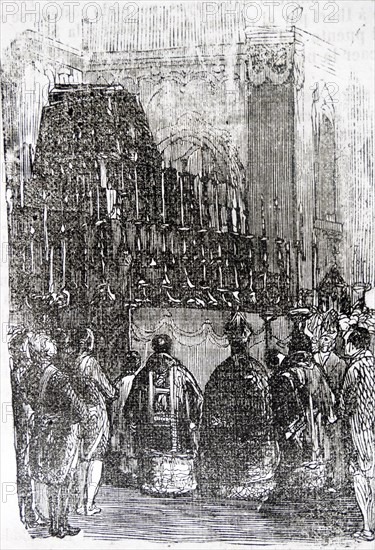 Engraving depicting the funeral of José Moñino, 1st Count of Florida Blanca