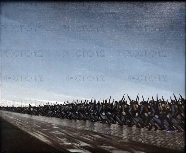 Column on the March, 1915, by Christopher Richard Wynne Nevinson (British, 1889-1946) oil on canvas