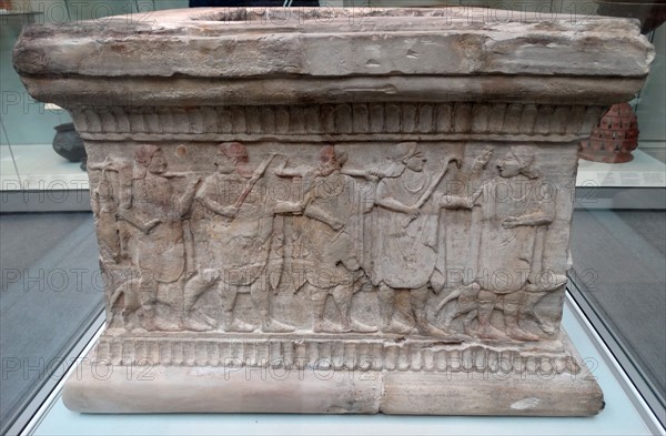 Limestone base of a tomb-marker (cippus) from Chiusi, Italy