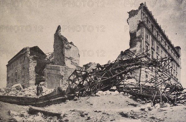 Ruined structures in central Spain, during the Spanish Civil War.