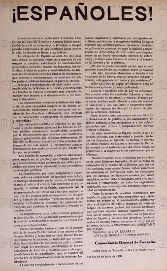 Statement issued by Francisco Franco