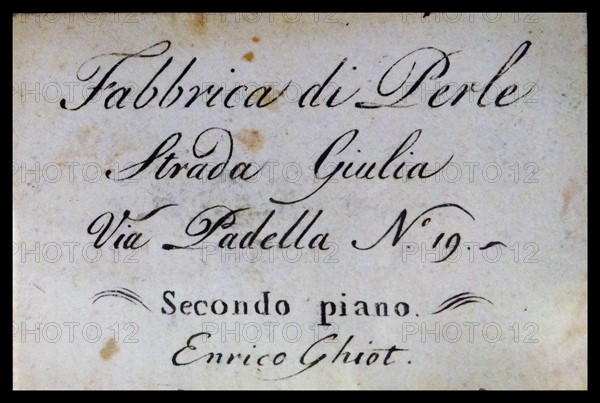 Business or trade calling card, for a Jeweller. 1824-25, from Italy