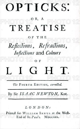 Title page of 'Opticks ....' by Sir Isaac Newton