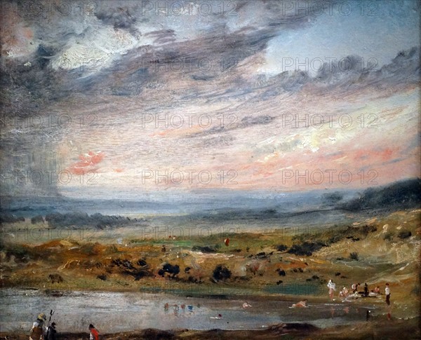 Constable, Hampstead Heath, with Pond and Bathers