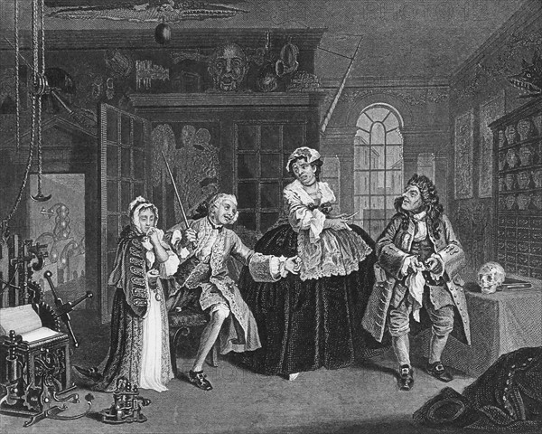 Engraving titled 'Marriage A La Mode' by William Hogarth