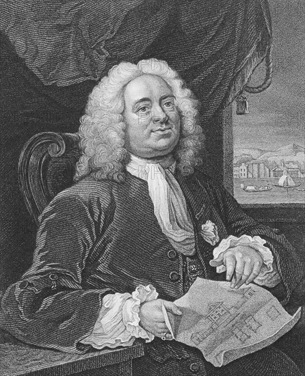 Engraving of Daniel Lock Esq by William Hogarth